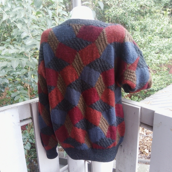 Vintage Saks Fifth Avenue 90s Alpaca Chunky Knit Grandpa Sweater - Picture 2 of 10